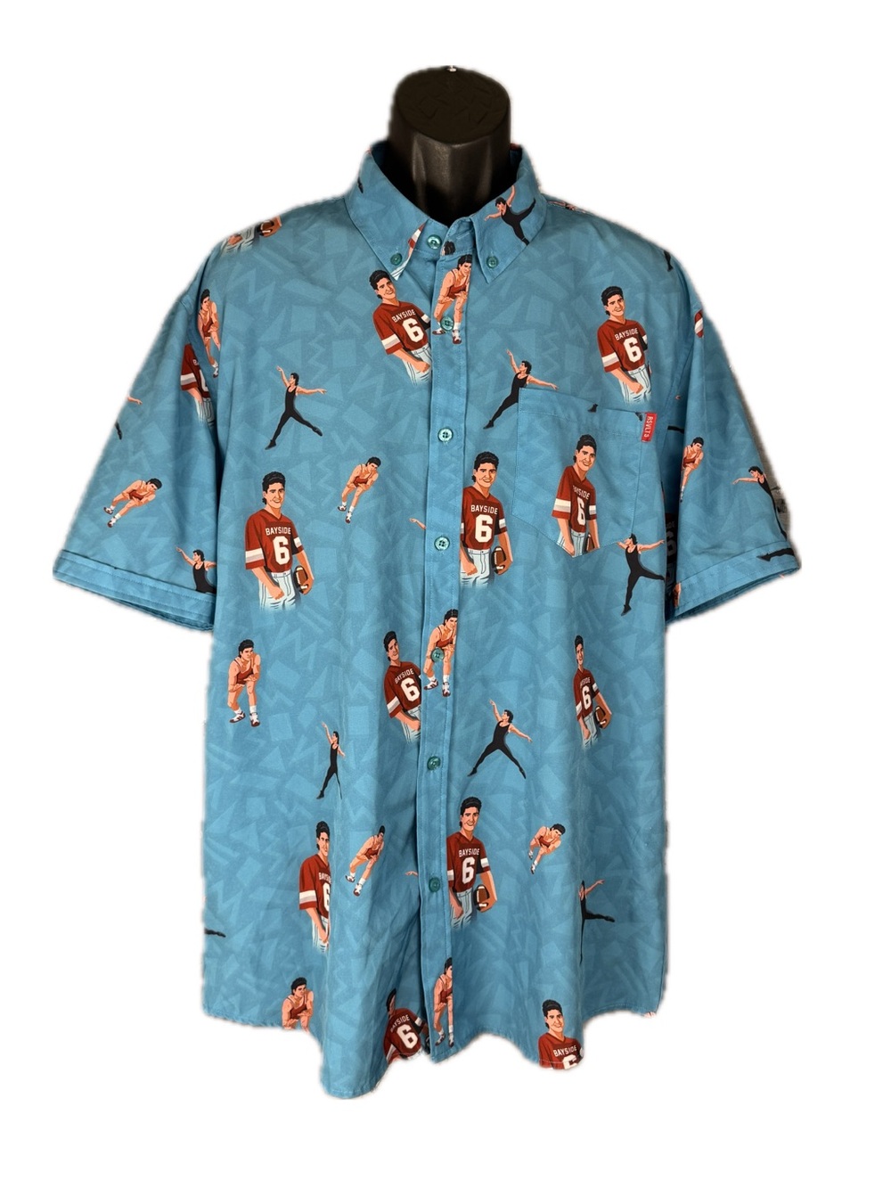 RSVLTS Saved By The Bell Shirt Mens XL AC Slater Triple Threat Button Up Blue